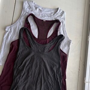 Lululemon Women's Tank Tops - 3 PIECES!!! White, Burgundy, and Charcoal